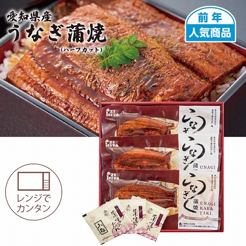 愛知県産うなぎ蒲焼Ｂ（ハーフカット）
