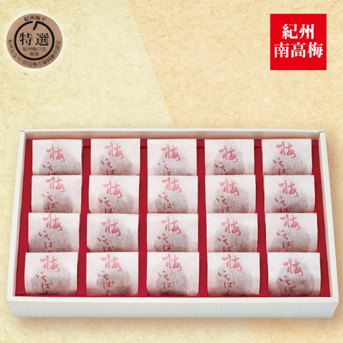 はちみつ入梅干「紀州路」２０個和紙袋貼箱入